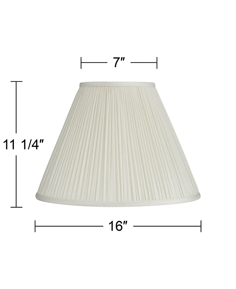 Springcrest Set of 2 Pleated Empire Lamp Shades Medium 7" Top x 16" Bottom x 11.25" High Spider with Harp and Finial Fitting