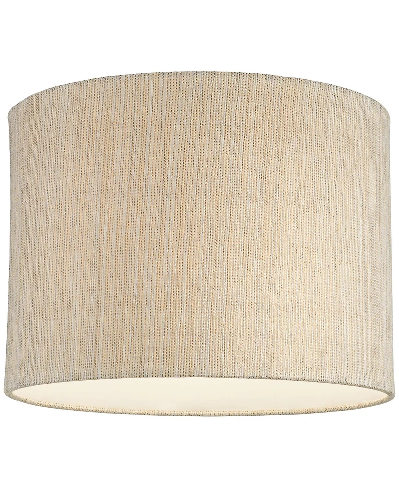 Springcrest Set of 2 Drum Lamp Shades Gold Silver Weave Medium Spider with Harp and Finial Fitting