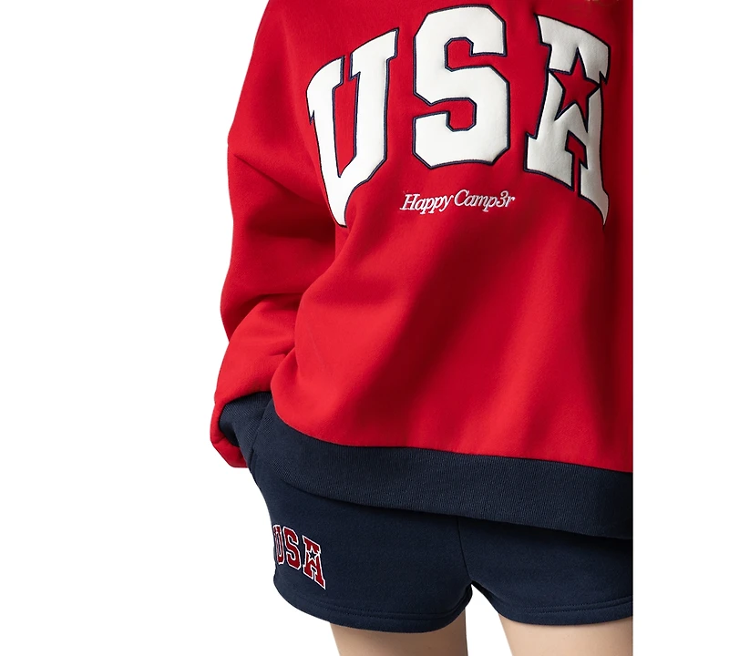 The Happy Camp3r Women's Usa Printed Mock Neck Sweatshirt