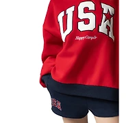 The Happy Camp3r Women's Usa Printed Mock Neck Sweatshirt