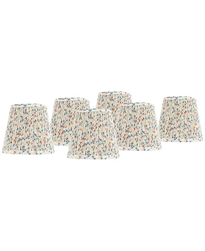 Springcrest 4" Top x 6" Bottom x 5 1/2" High x 5 1/2" Slant Print Lamp Shade Replacement Set of 6 Leaf Pleated Clip On