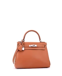 Pre-Owned HERMES Kelly 28 Handbag Brown Madame with Palladium Hardware