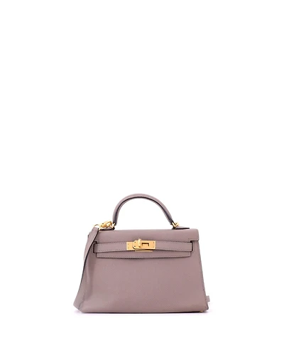 Pre-Owned HERMES Kelly 20 Handbag Grey Epsom with Gold Hardware