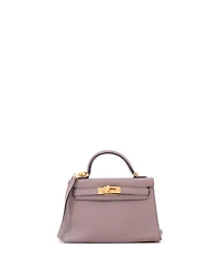 Pre-Owned HERMES Kelly 20 Handbag Grey Epsom with Gold Hardware