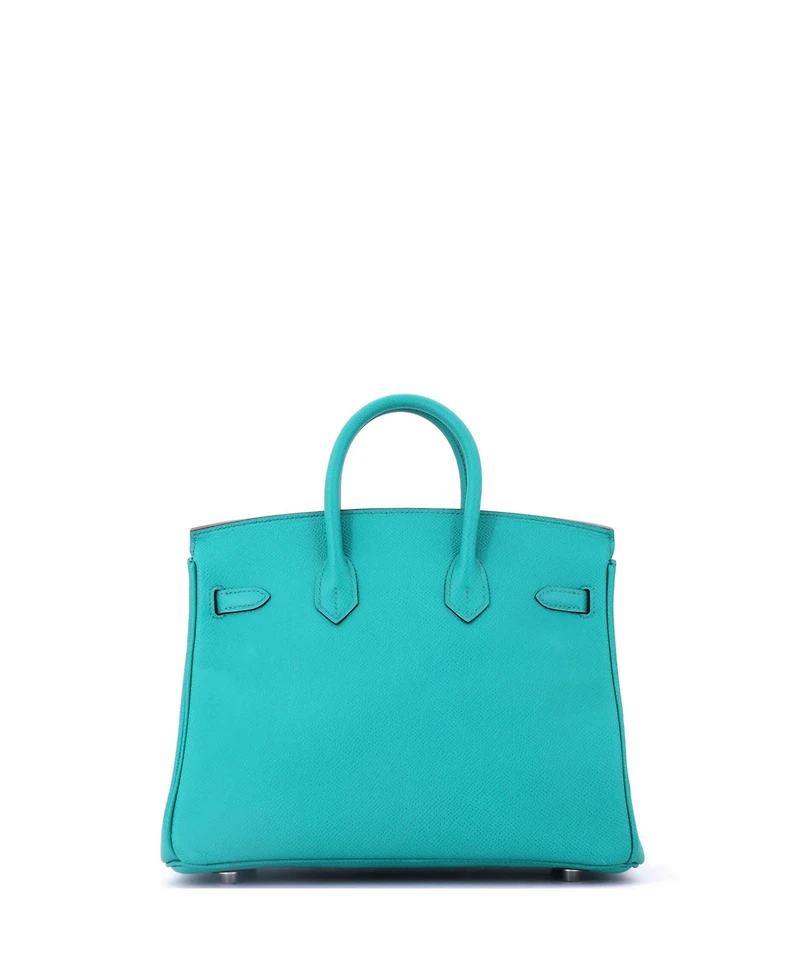 Pre-Owned HERMES Birkin 25 Handbag Blue Epsom with Palladium Hardware