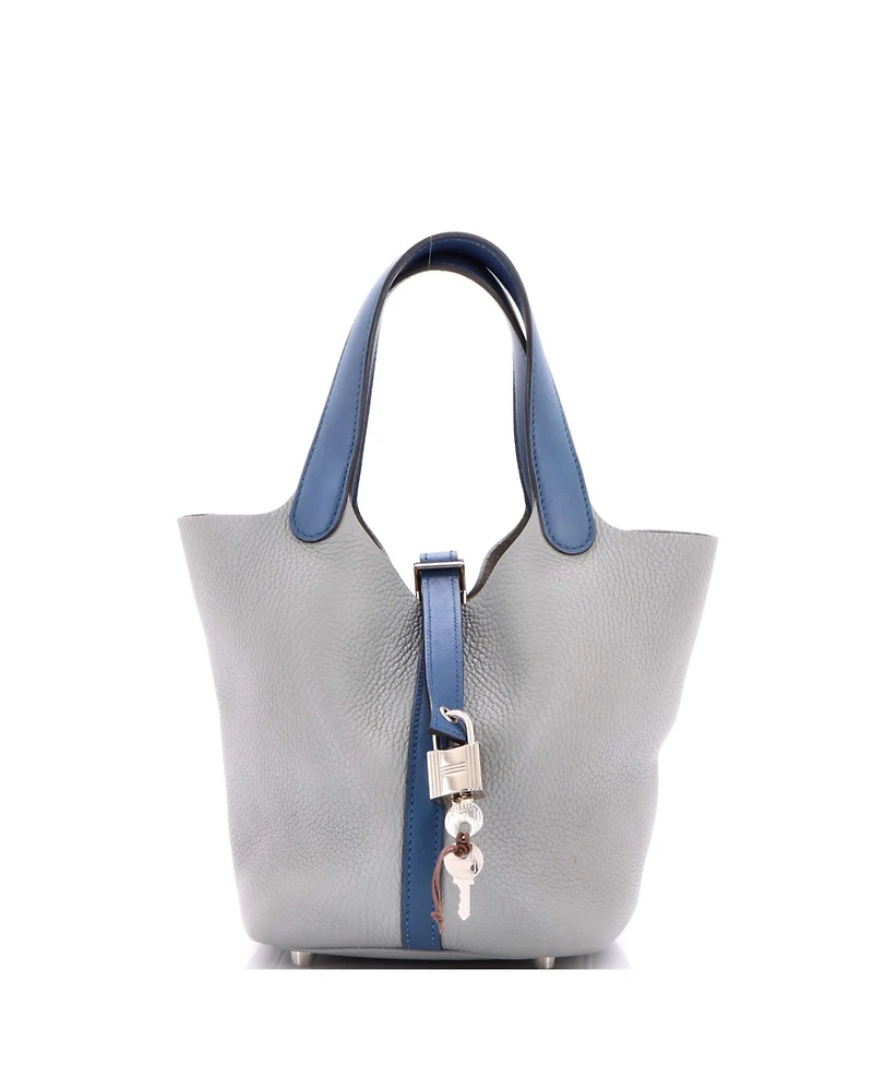 Pre-Owned HERMES Pm Bicolor Picotin Lock Bag Clemence with Swift