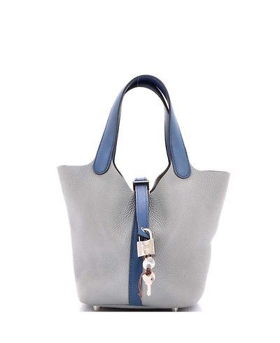 Pre-Owned HERMES Pm Bicolor Picotin Lock Bag Clemence with Swift