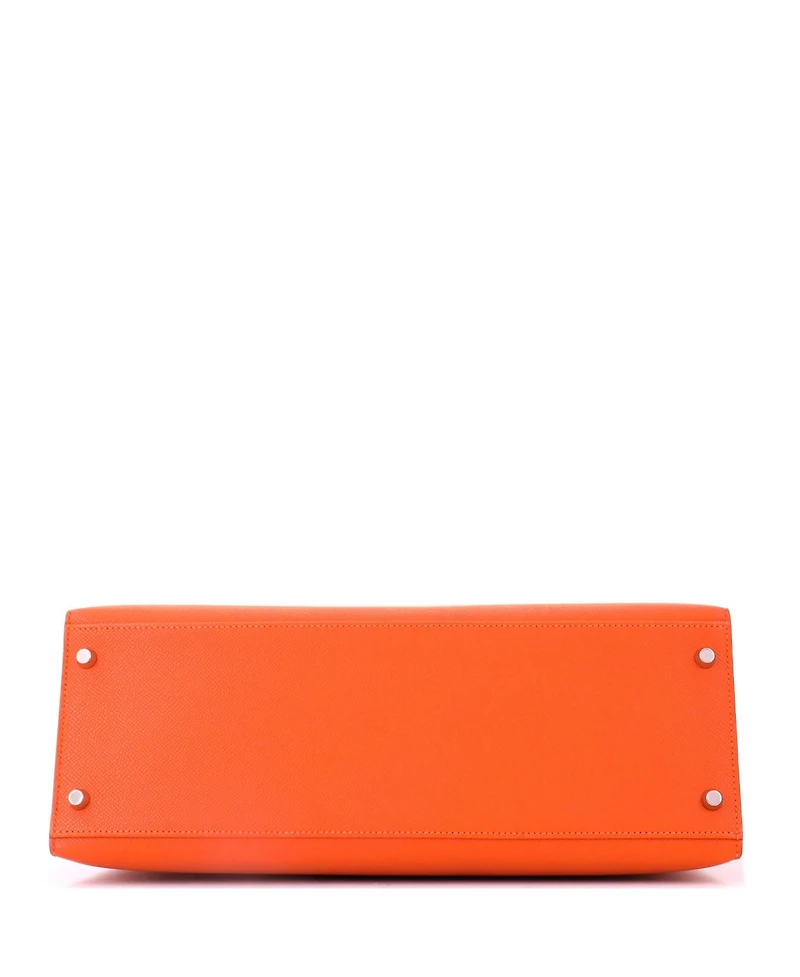 Pre-Owned HERMES Kelly 35 Handbag Orange Epsom with Palladium Hardware