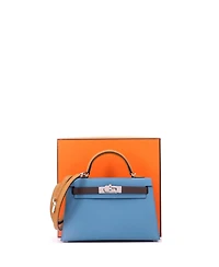 Pre-Owned HERMES Kelly 20 Handbag Tricolor Epsom with Palladium Hardware