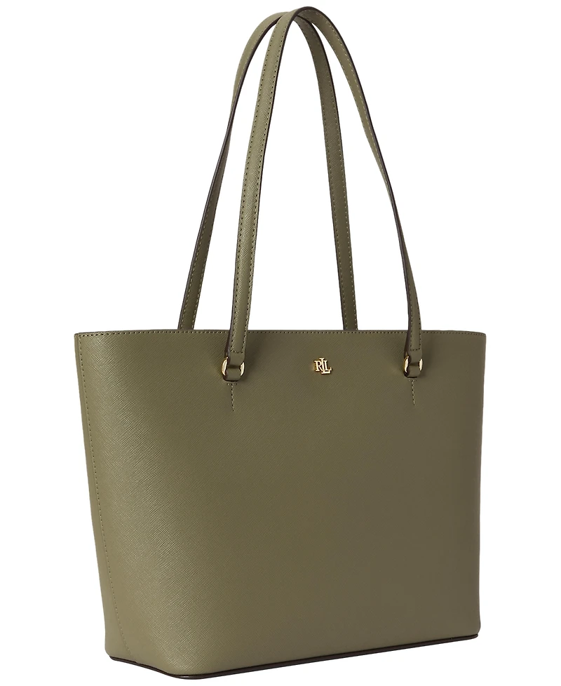 Lauren Ralph Crosshatch Leather Medium Karly Shopper Tote