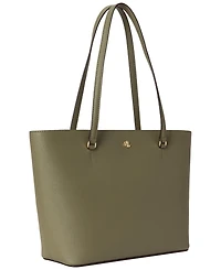 Lauren Ralph Crosshatch Leather Medium Karly Shopper Tote