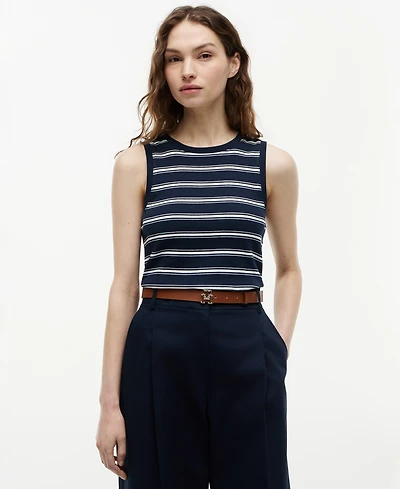Tommy Hilfiger Women's Multi-Stripe Crewneck Cotton Tank Top
