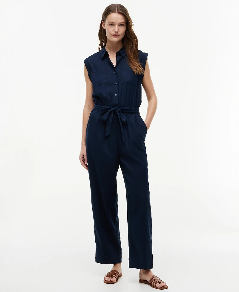 Tommy Hilfiger Women's Belted Collared Jumpsuit