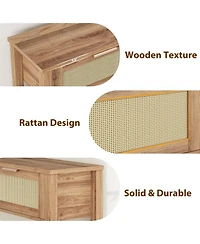 gaomon 2Pcs Entryway Table with Drawers, Rattan Console Table with Storage, Boho Sofa Table for Living Room, 2 Tier Hallway Table Home