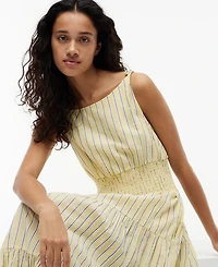 Tommy Hilfiger Women's Smocked Tie-Detail Sleeveless Midi Dress