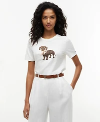 Tommy Hilfiger Women's Graphic Dog Print T-Shirt