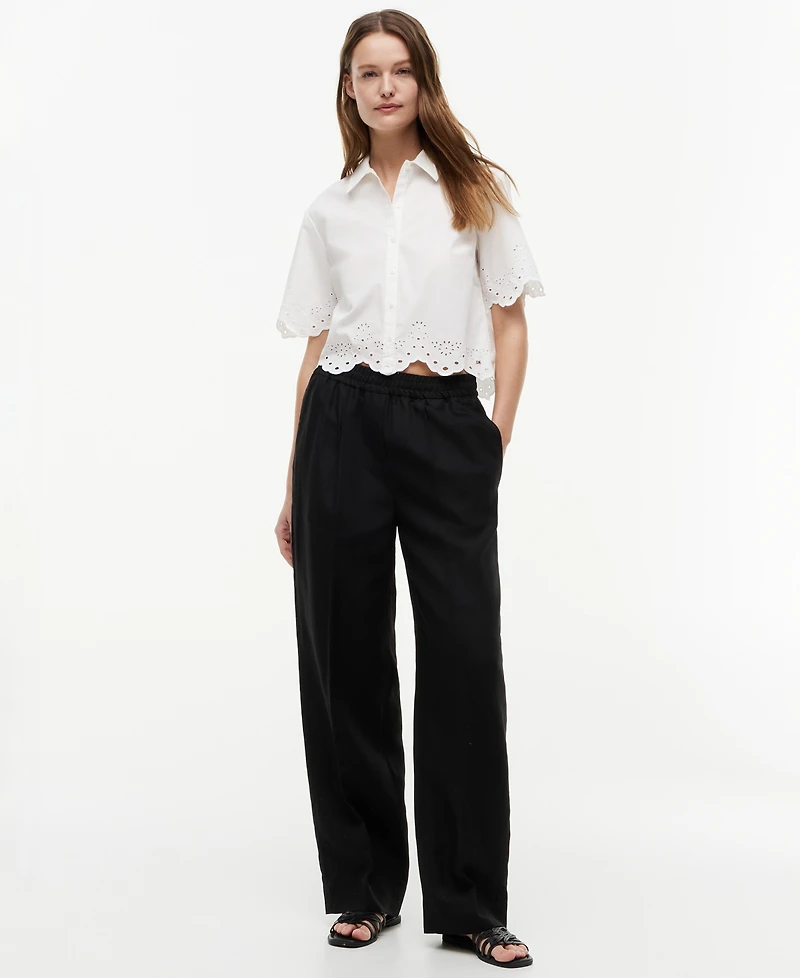 Tommy Hilfiger Women's Broderie Short-Sleeve Cotton Shirt