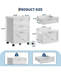 gaomon 3-Drawer File Cabinet with Lock, Mobile Under Desk Filing Cabinet for Home Office, Wood Storage Organizer for Letter/a4/Legal Size Documents