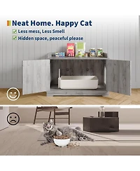 gaomon Cat Litter Box Enclosure Hidden Litter Box Cabinet with Wooden Barn Door, End Table Style Indoor Cat House Fits Most Litter Boxes