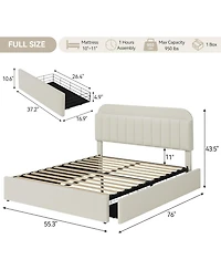 gaomon Full Boucle Bed Frame with Storage Headboard and 2 Drawers, Upholstered Platform