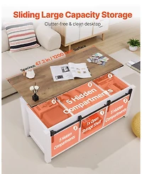 Gouun Lift Top Coffee Table with Hidden Storage and Barn Door