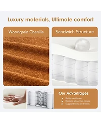 Rainsken Modern Curved Deep Seat Sofa, 65" 30D Compression Sponge Loveseat in Chenille Fabric with 3 Pillows for Living Room and Apartments