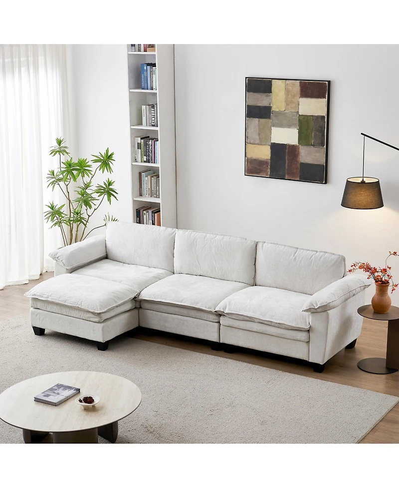 Rainsken L-Shaped Sectional Sofa with Ottoman