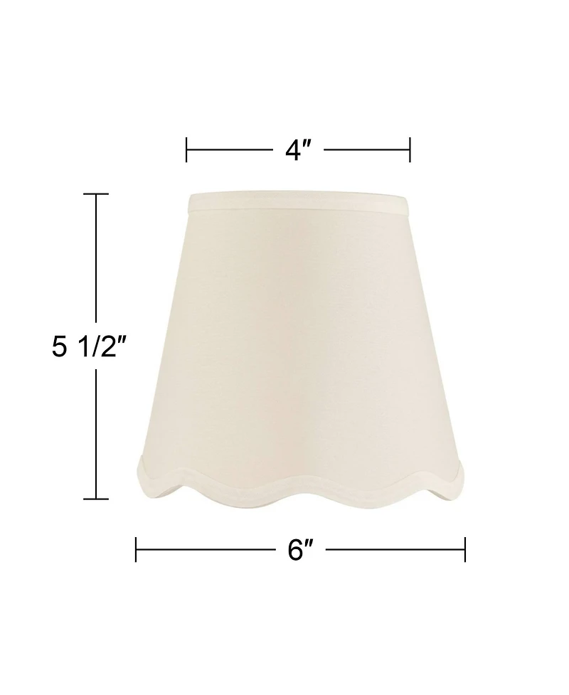 Springcrest Set of 2 Scalloped Empire Lamp Shades Small 4" Top x 6" Bottom x 5.5" High Candle Clip Harp and Finial Fitting