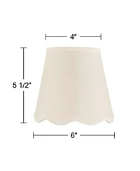 Springcrest Set of 2 Scalloped Empire Lamp Shades Small 4" Top x 6" Bottom x 5.5" High Candle Clip Harp and Finial Fitting