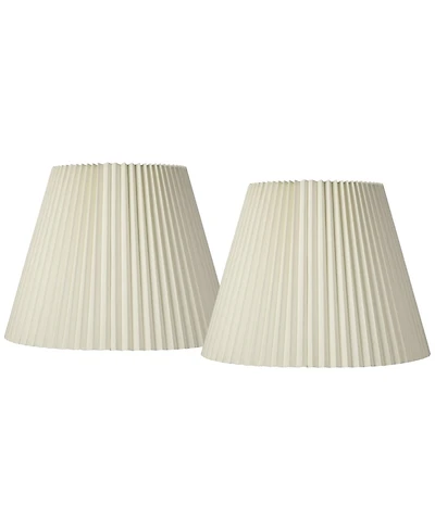 Springcrest Set of 2 Knife Pleat Empire Lamp Shades Large 11" Top x 19" Bottom x 14.25" High Spider Harp and Finial Fitting