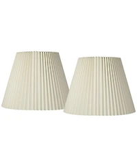 Springcrest Set of 2 Knife Pleat Empire Lamp Shades Large 11" Top x 19" Bottom x 14.25" High Spider Harp and Finial Fitting