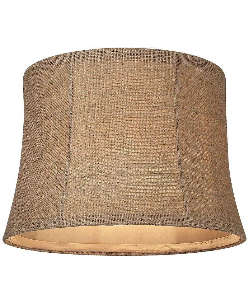 Springcrest Set of 2 Softback Drum Lamp Shades Natural Burlap Medium 12" Top x 14" Bottom x 10" High Spider Harp Finial Fitting