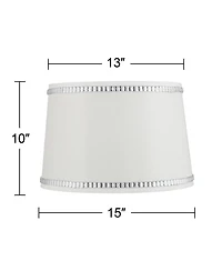 Springcrest Set of 2 Drum Lamp Shades Crystals Beaded Medium 13" Top x 15" Bottom x 10" High Spider Harp and Finial Fitting