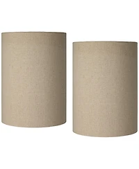 Springcrest Set of 2 Cylinder Lamp Shades Tan Small 8" Top x 8" Bottom x 11" High Spider with Replacement Harp and Finial Fitting