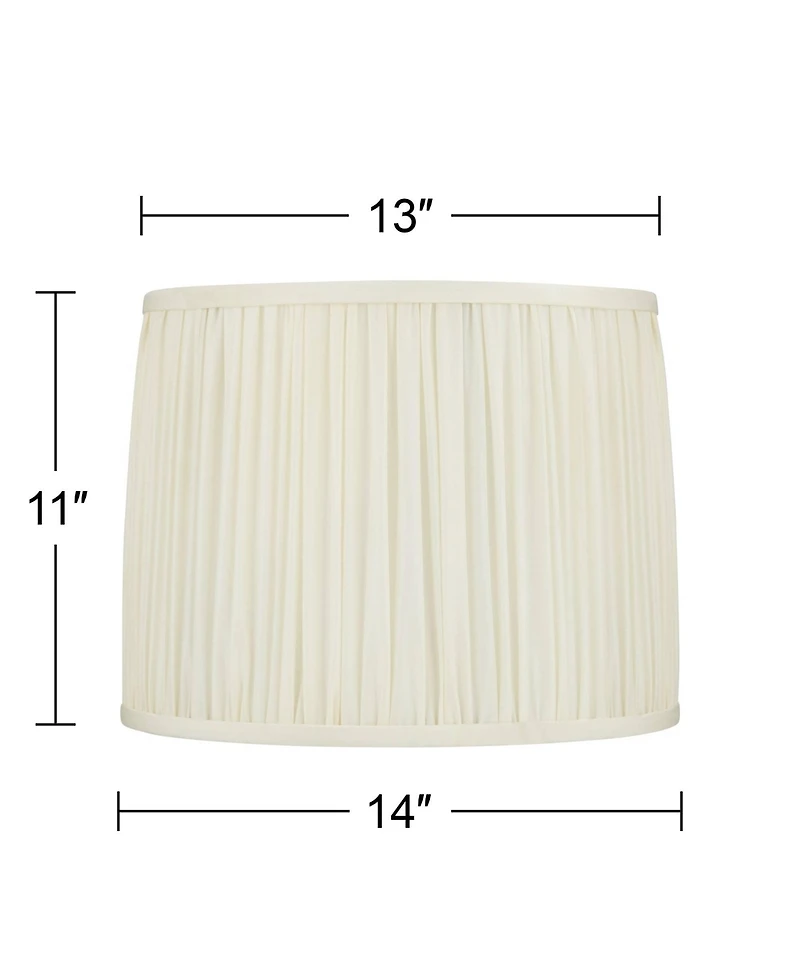 Springcrest Cascade 13" x 14" x 11" High x 11" Slant Lamp Shade Replacement Drum Pleated Washer Harp Finial