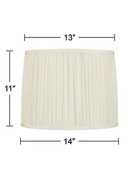 Springcrest Cascade 13" x 14" x 11" High x 11" Slant Lamp Shade Replacement Drum Pleated Washer Harp Finial