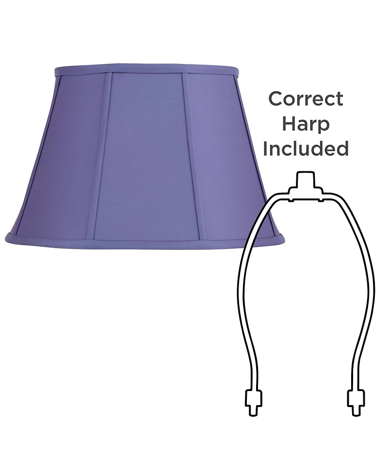 Springcrest Mapo 11" Top x 17" Bottom x 11" High x 11" Slant Lamp Shade Replacement Cornflower Blue Bell Softback Washer Harp Finial