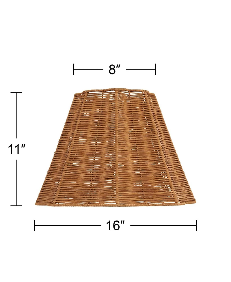 Springcrest 8" Top x 16" Bottom x 11" High x 11" Slant Lamp Shade Replacement Medium Rattan Spider Harp Finial