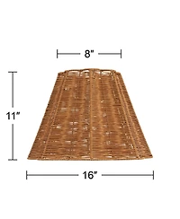 Springcrest 8" Top x 16" Bottom x 11" High x 11" Slant Lamp Shade Replacement Medium Rattan Spider Harp Finial