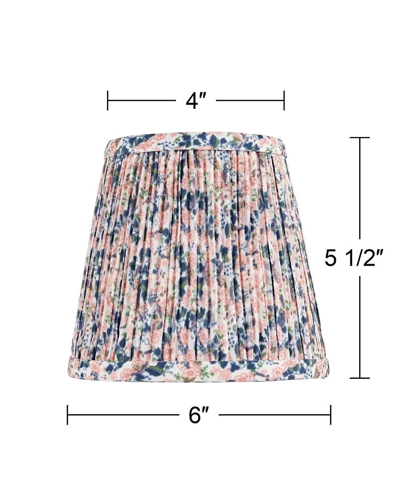 Springcrest " Top x 6" Bottom x 5 1/2" High x 5 1/2" Slant Print Lamp Shade Replacement Set of Shirred Pleated Clip On