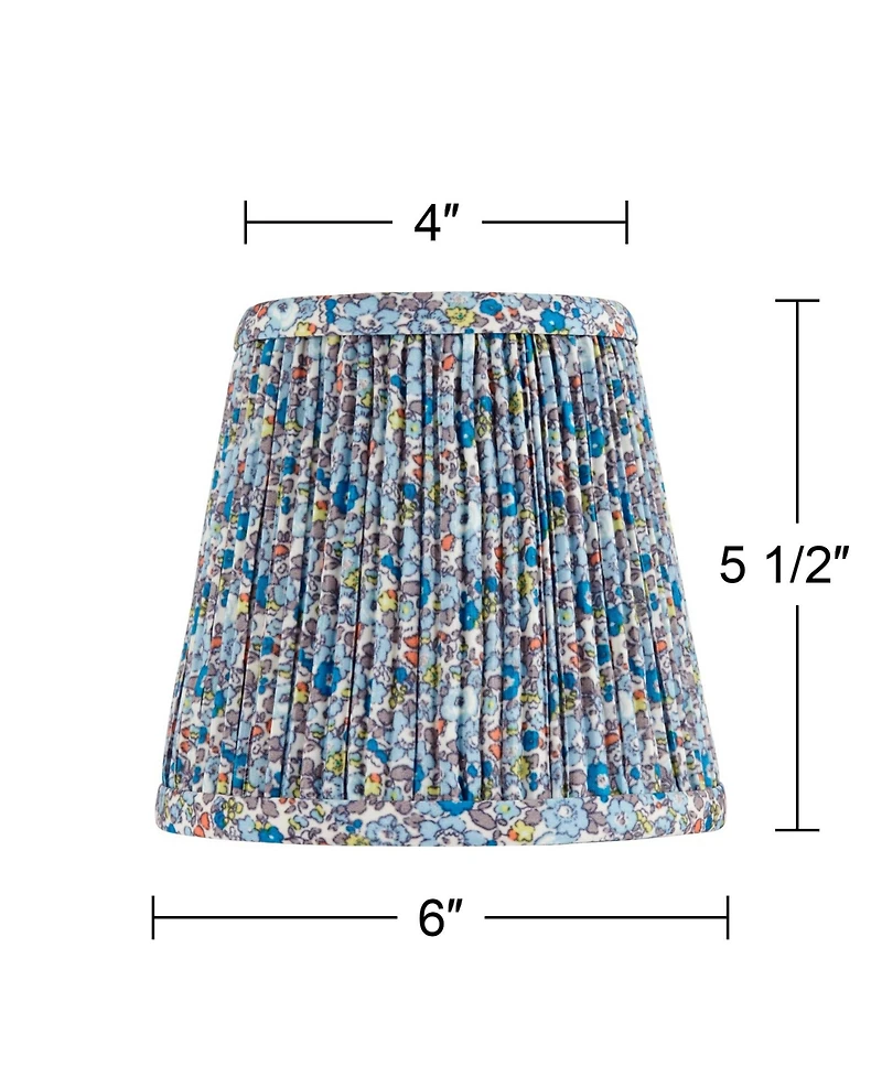 Springcrest 4" Top x " Bottom x 5 1/2" High x 5 1/2" Slant Print Lamp Shade Replacement Set of Shirred Pleated Clip On