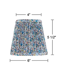 Springcrest 4" Top x " Bottom x 5 1/2" High x 5 1/2" Slant Print Lamp Shade Replacement Set of Shirred Pleated Clip On