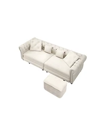 Streamdale Furniture Chesterfield Pull-Out Sofa Bed, Convertible Sleeper, King Size, Chaise, Velvet