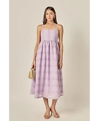 English Factory Women's Embroidered Chiffon Sleeveless Midi Dress