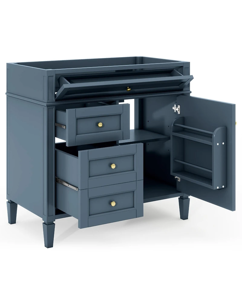 Busdays 36 Inch Bathroom Vanity without Top Sink Modern Storage Cabinet with 2 Drawers and a Tip Out Drawer Solid Wood Frame