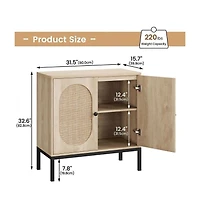 gaomon Rattan Sideboard Set of 2, Accent Storage Cabinet with 2 Doors and Adjustable Shelf, Boho Buffet Cabinet with Metal Legs