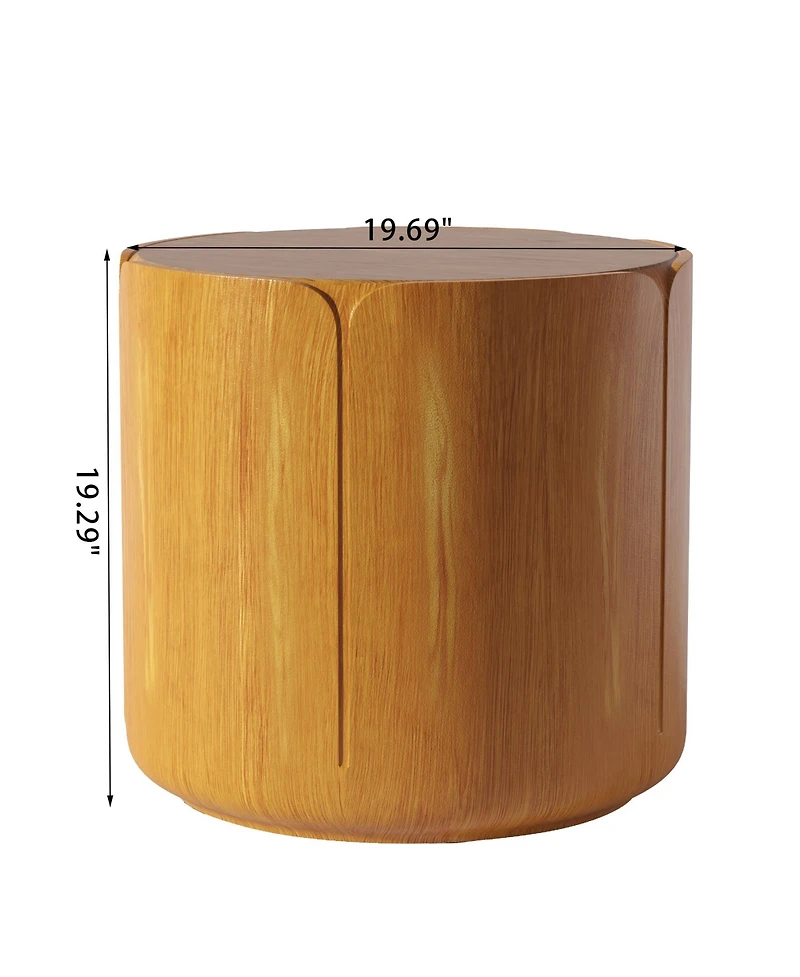 Clihome Round Outdoor Indoor Side Table Set, Modern Wood Grain Patio Garden Stool