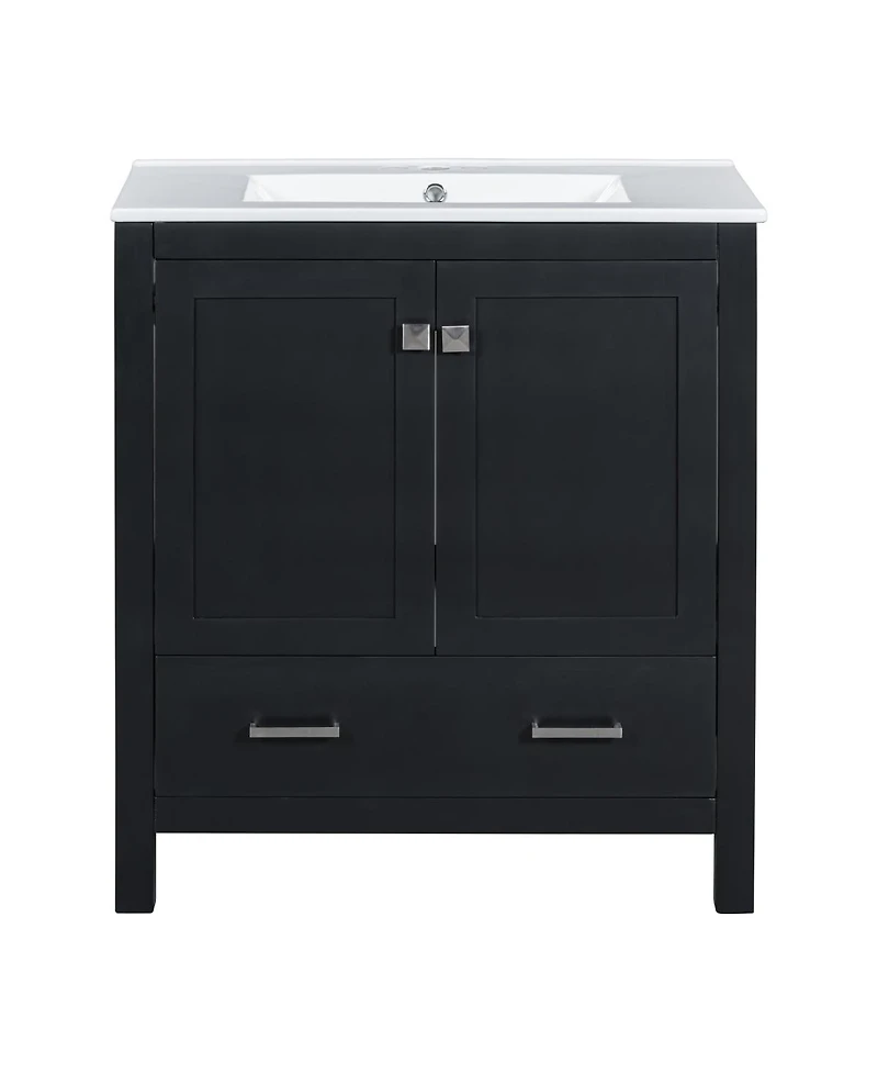 Sillysis 60 Inch Double Bathroom Vanity Set, Freestanding Solid Wood Cabinet with Ceramic Sinks and Soft Close Doors, Modern Storage.