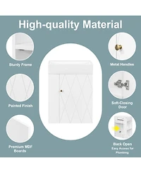 Sillysis 20 Inch Bathroom Vanity with Ceramic Sink, Side Storage Shelves and Towel Bar, Wall Mount Cabinet for Small Spaces