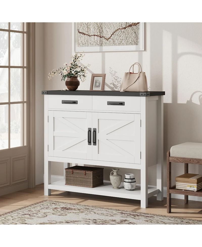 gaomon Modern Farmhouse Coffee Bar Cabinet with Drawers and Shelf